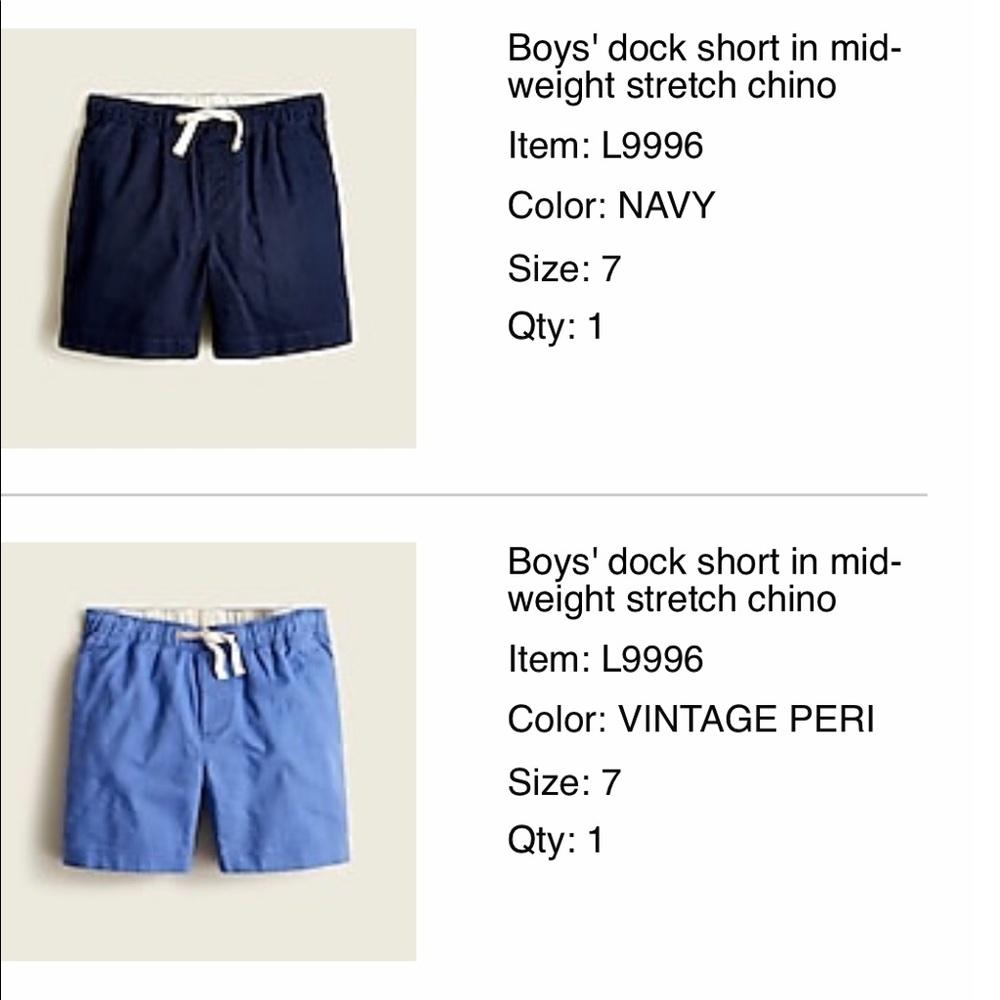 J. Crew Boys Dock Shorts in Mid-weight Stretch Chino. Bundle of 3 (Size 7)